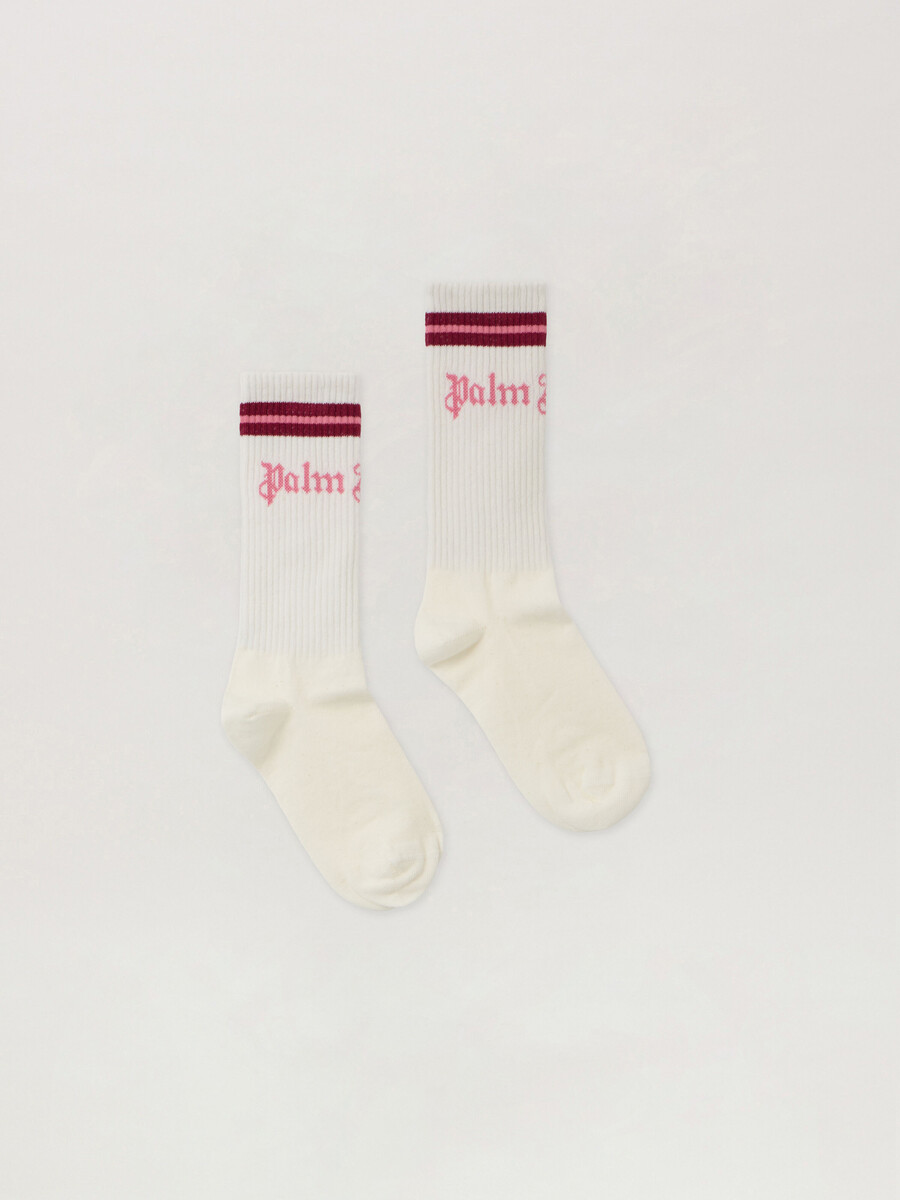 chaussettes hautes côtelées à logo