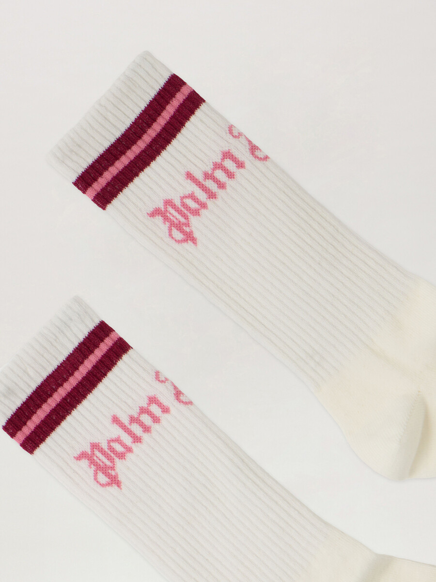 chaussettes hautes côtelées à logo