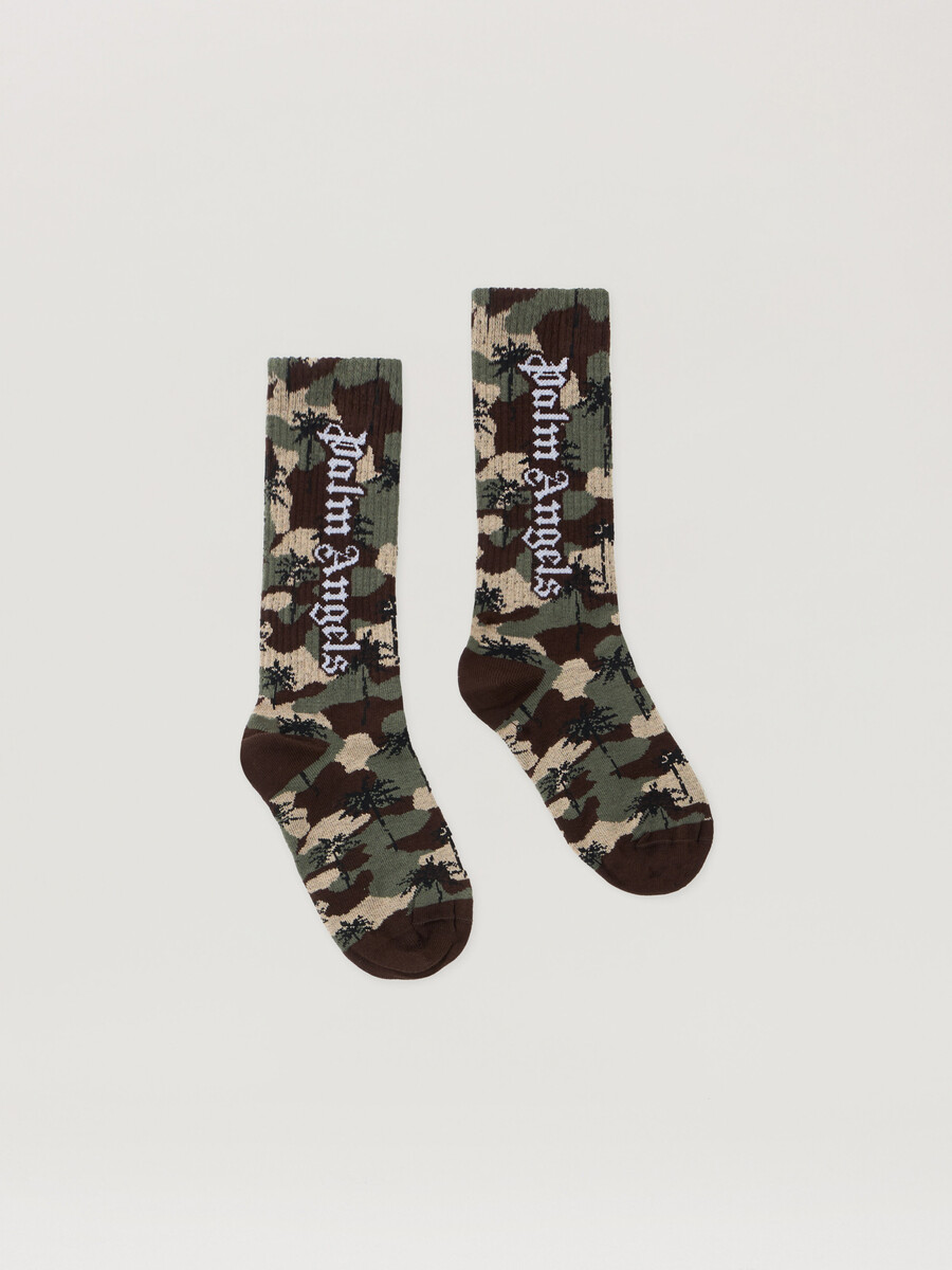 chaussettes hautes à motifs de palmiers camouflage