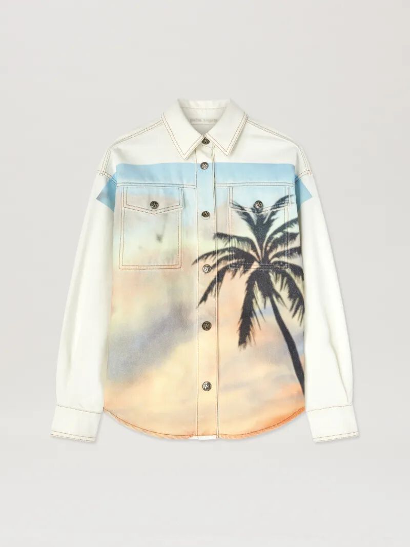 surchemise en jean sunrise palm blanc cassÉ -