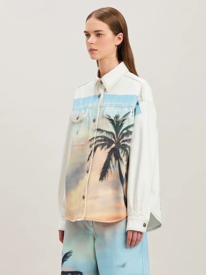 surchemise en jean sunrise palm blanc cassÉ -