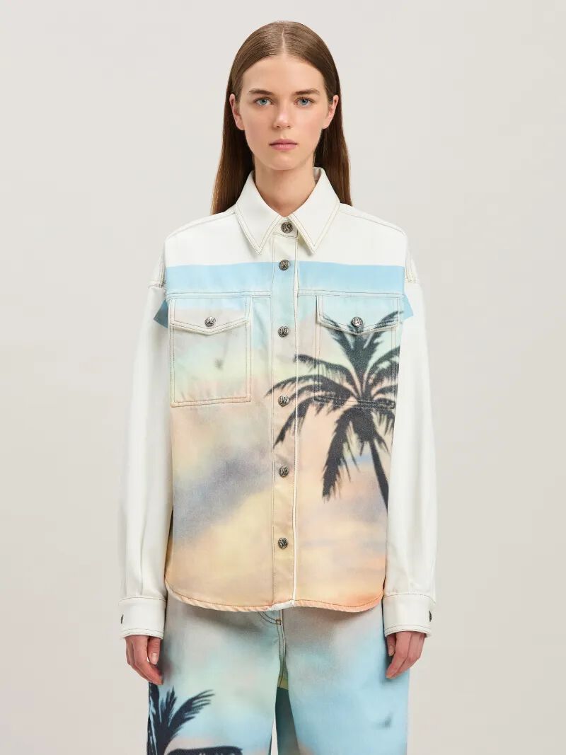 surchemise en jean sunrise palm blanc cassÉ -