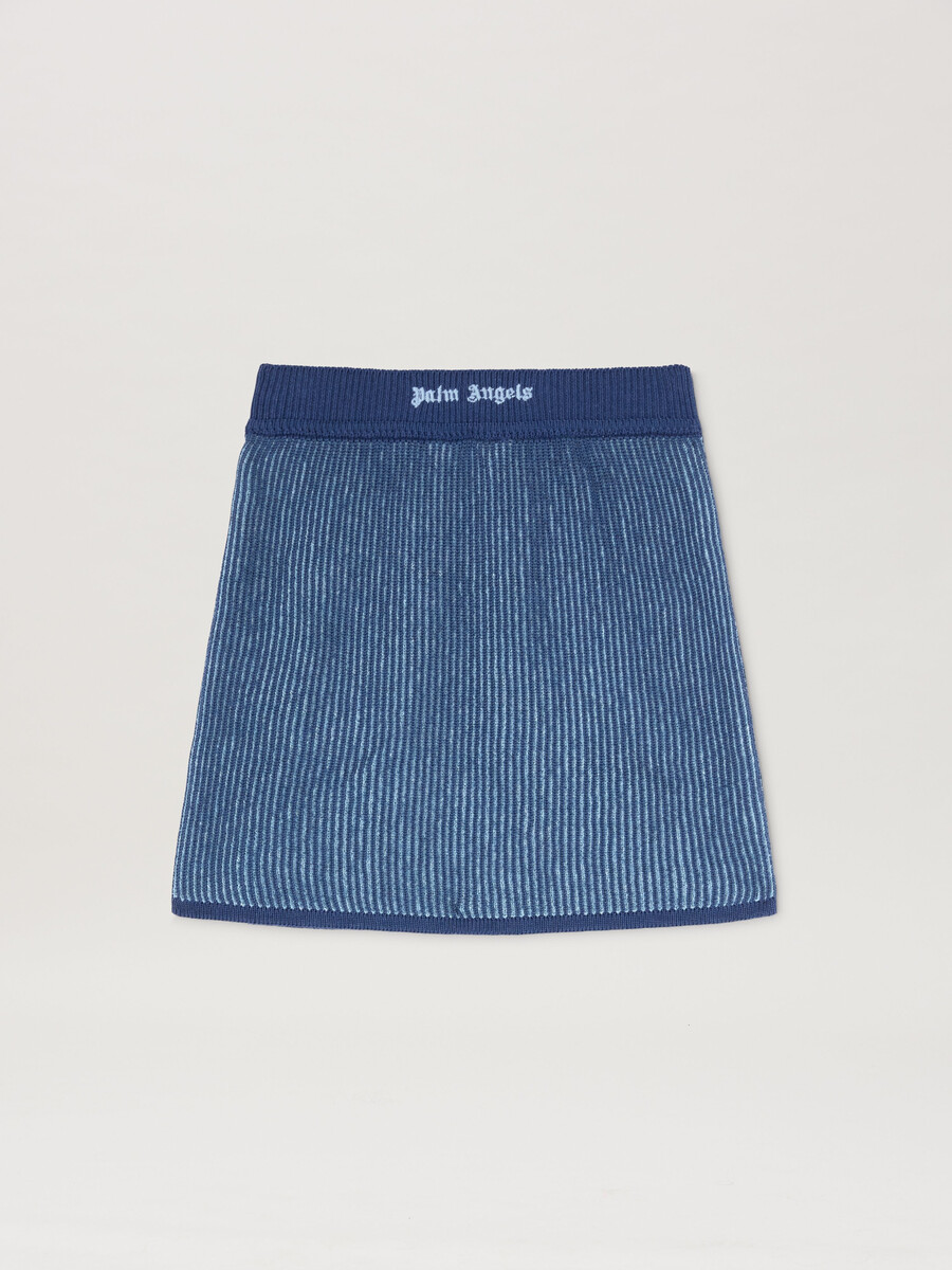 jupe côtelée bicolore bleu indigo clair