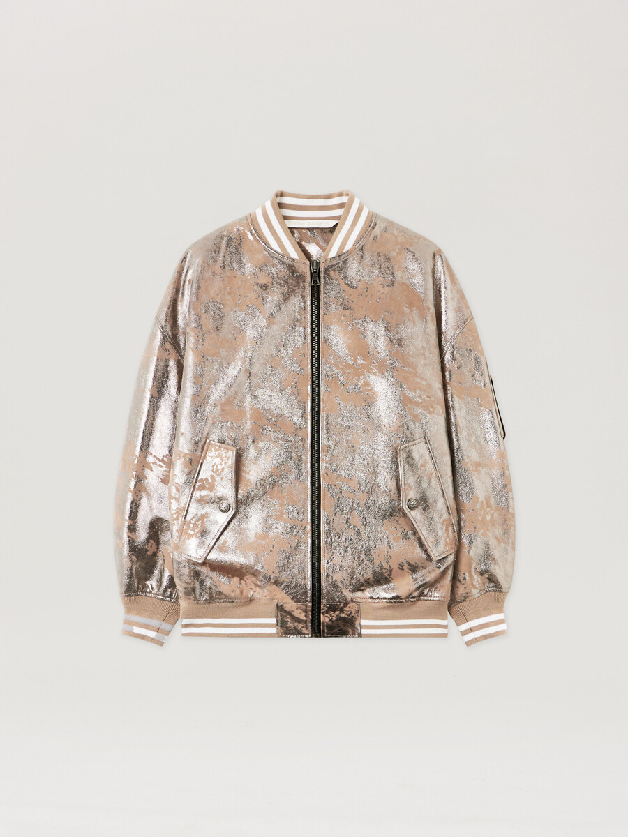 blouson aviateur en cuir laminé