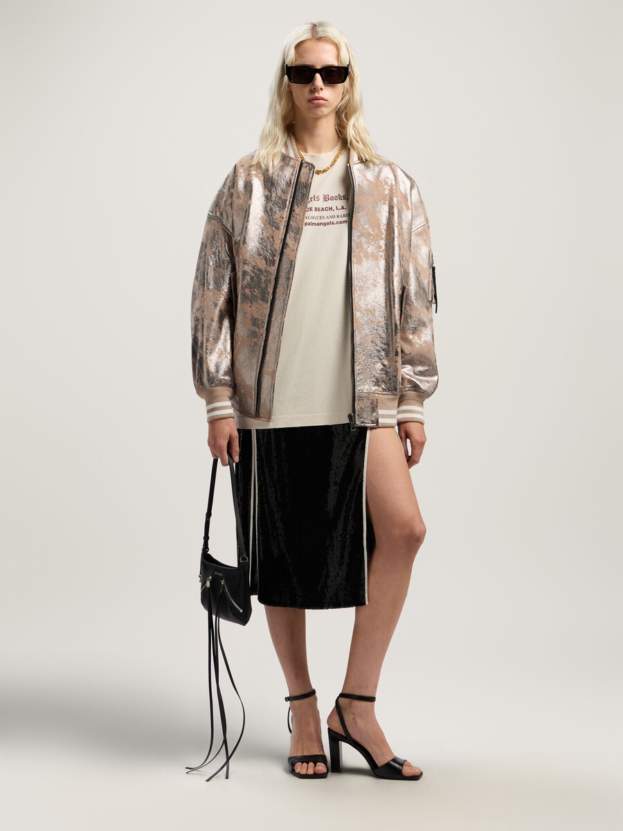 blouson aviateur en cuir laminé