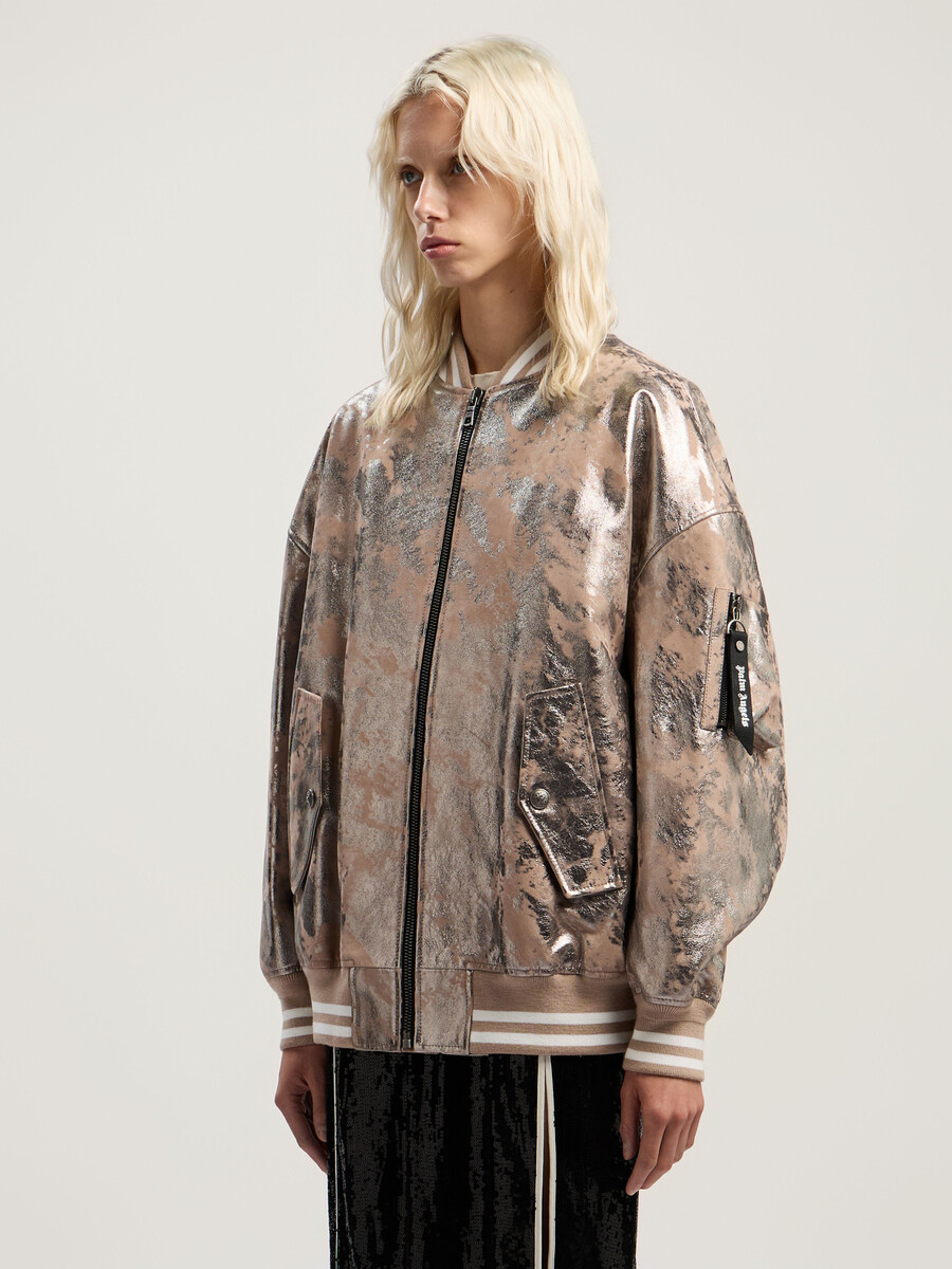 blouson aviateur en cuir laminé