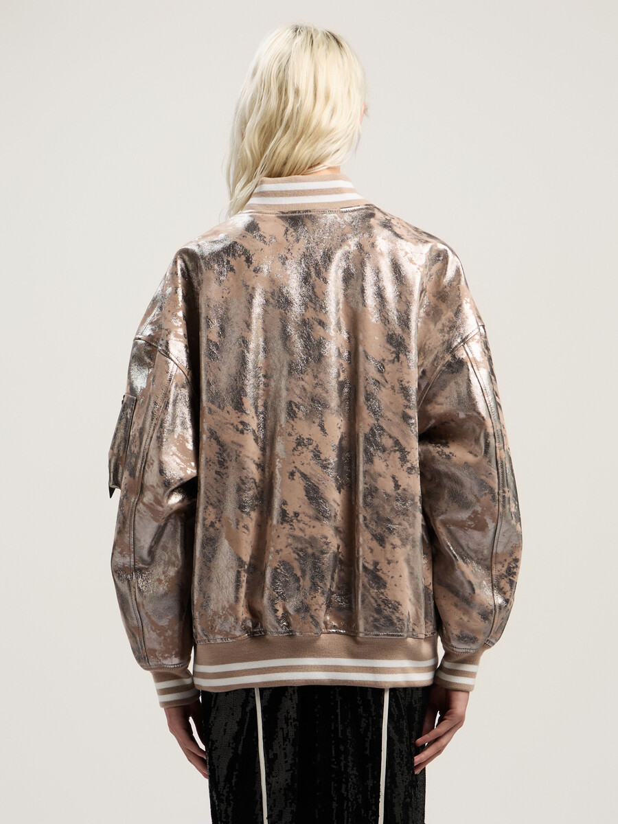 blouson aviateur en cuir laminé