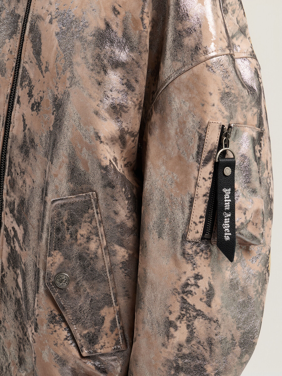 blouson aviateur en cuir laminé