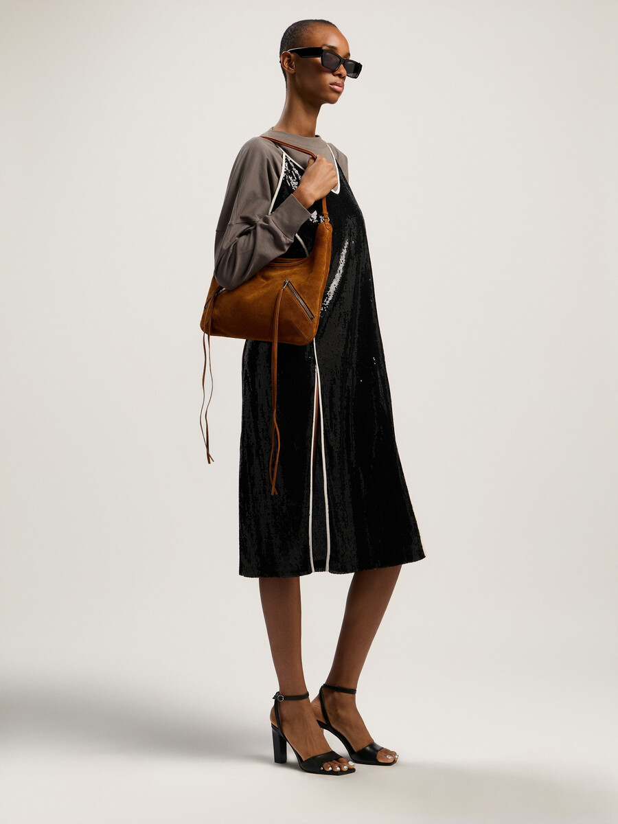 sac maxi zippé en daim