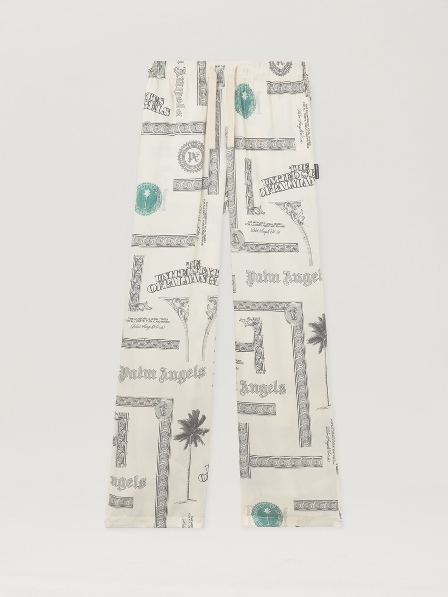 pantalon large à imprimé dollar