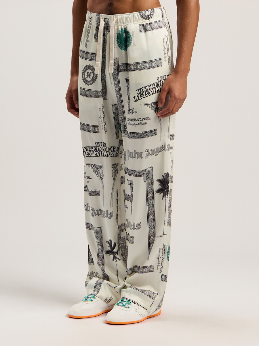 pantalon large à imprimé dollar