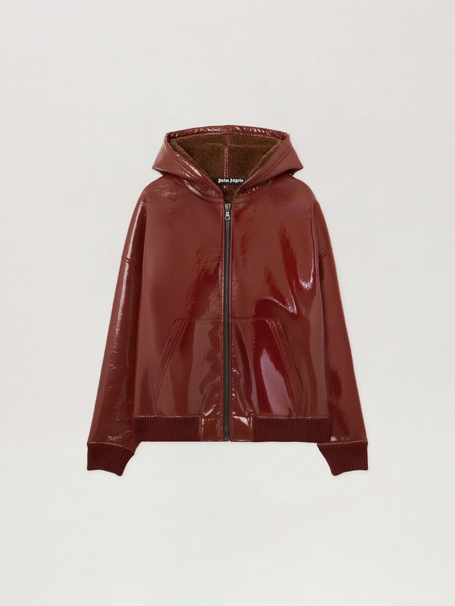 blouson aviateur en vinyle avec logo incurvé