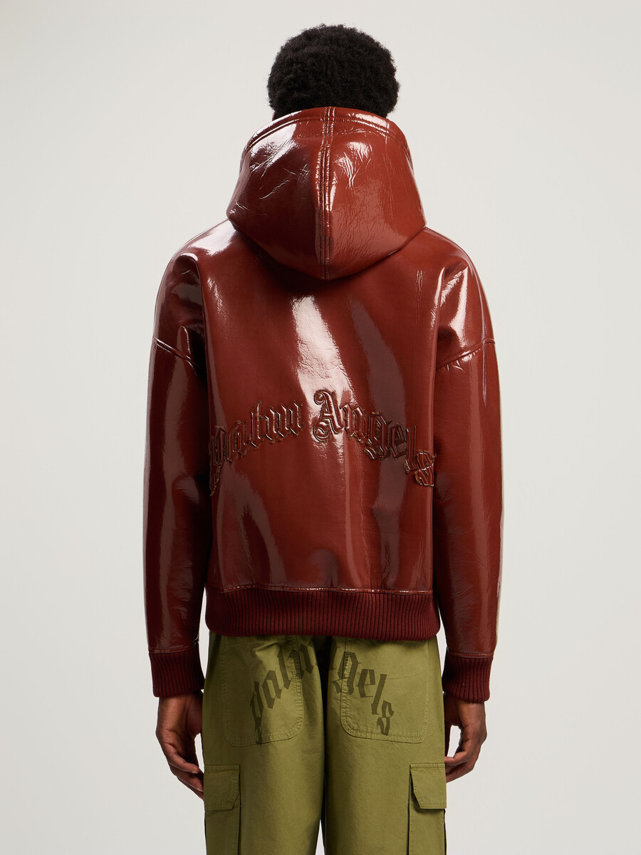 blouson aviateur en vinyle avec logo incurvé
