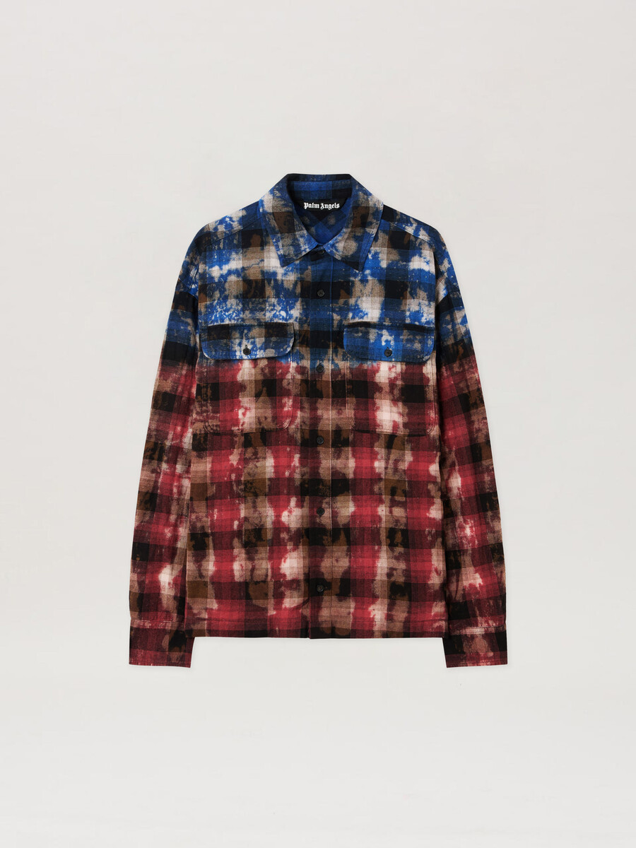 chemise à carreaux à logo incurvé