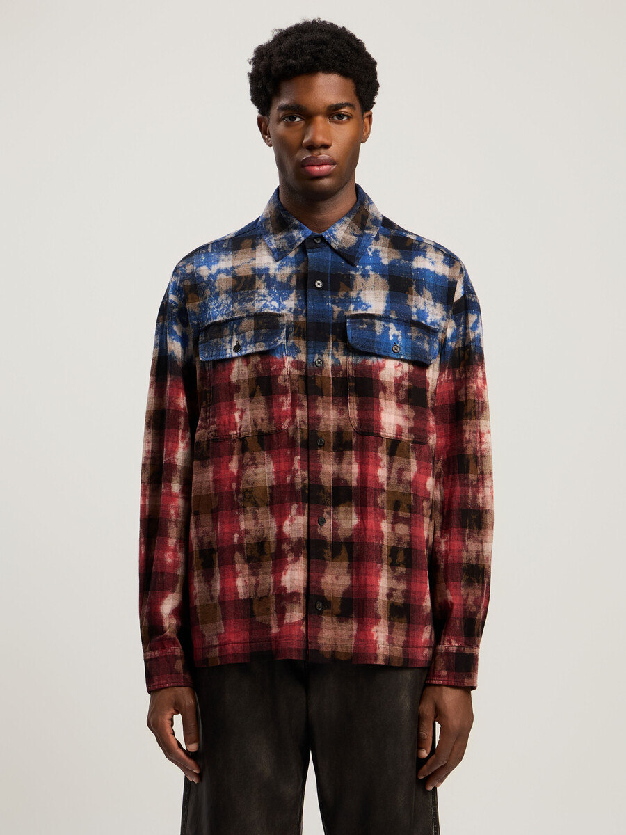 chemise à carreaux à logo incurvé