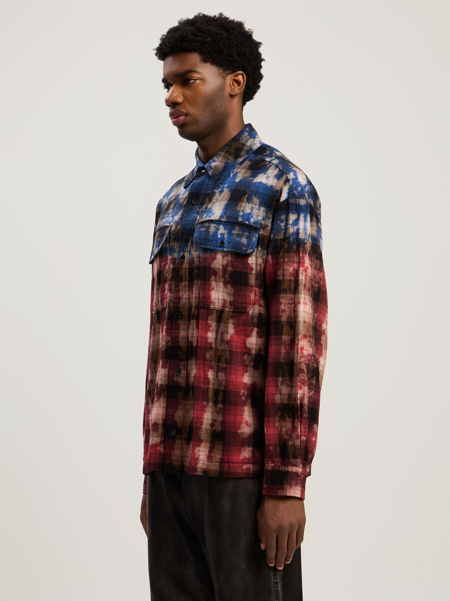 chemise à carreaux à logo incurvé