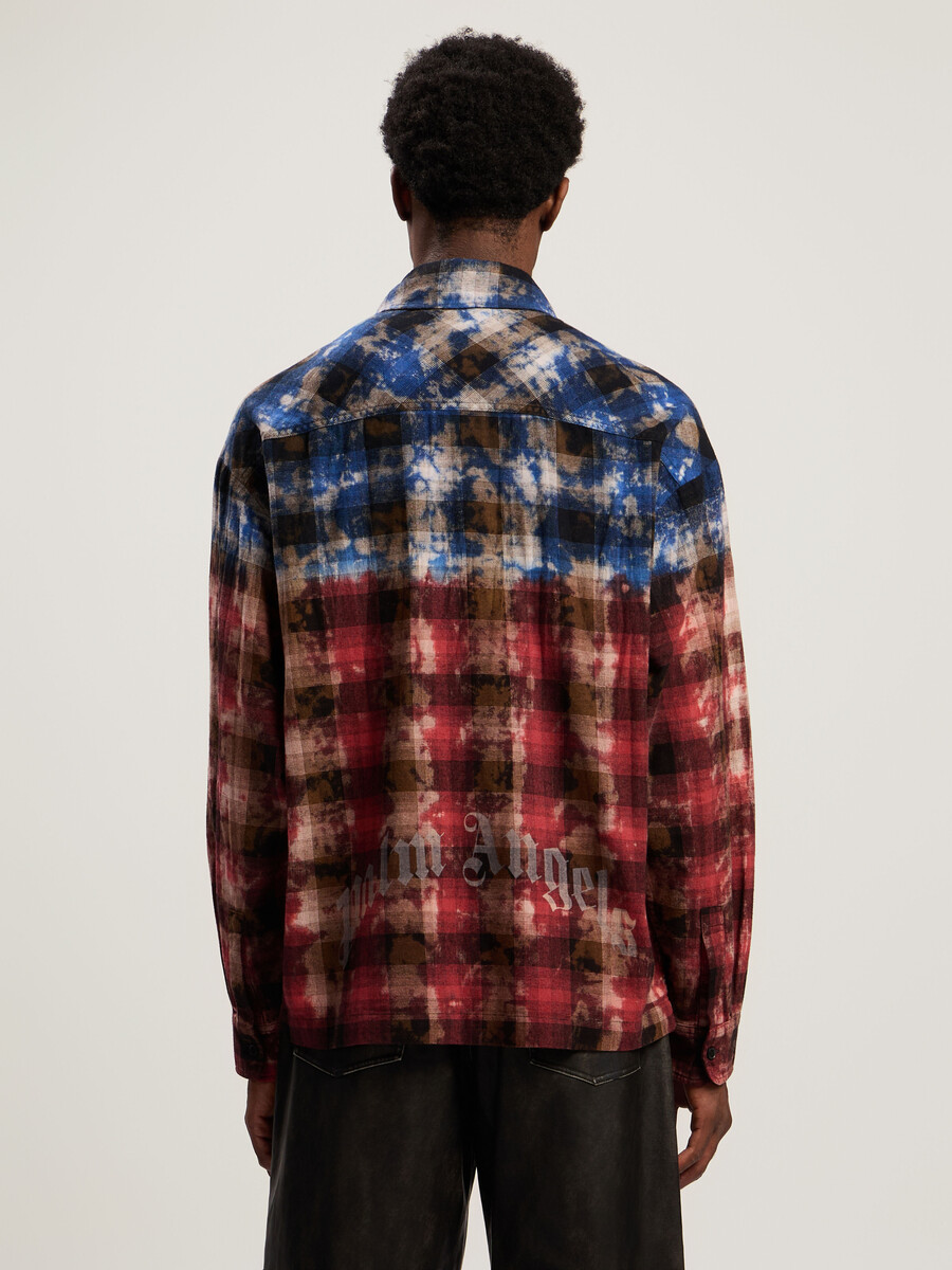chemise à carreaux à logo incurvé