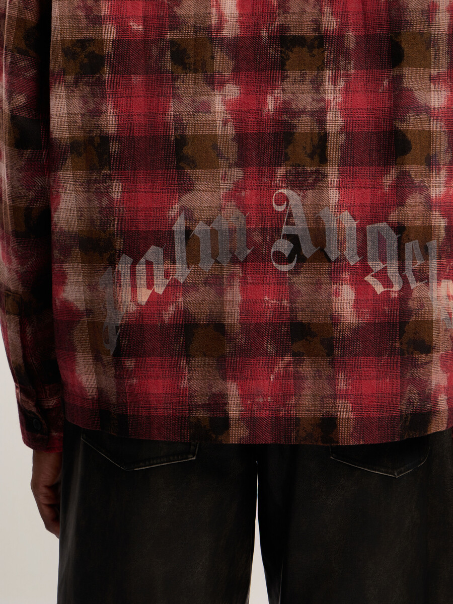 chemise à carreaux à logo incurvé
