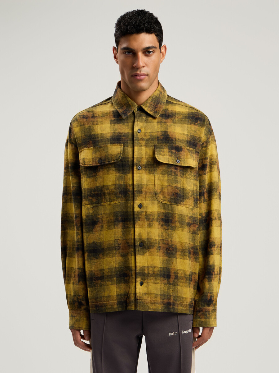 chemise à carreaux à logo incurvé