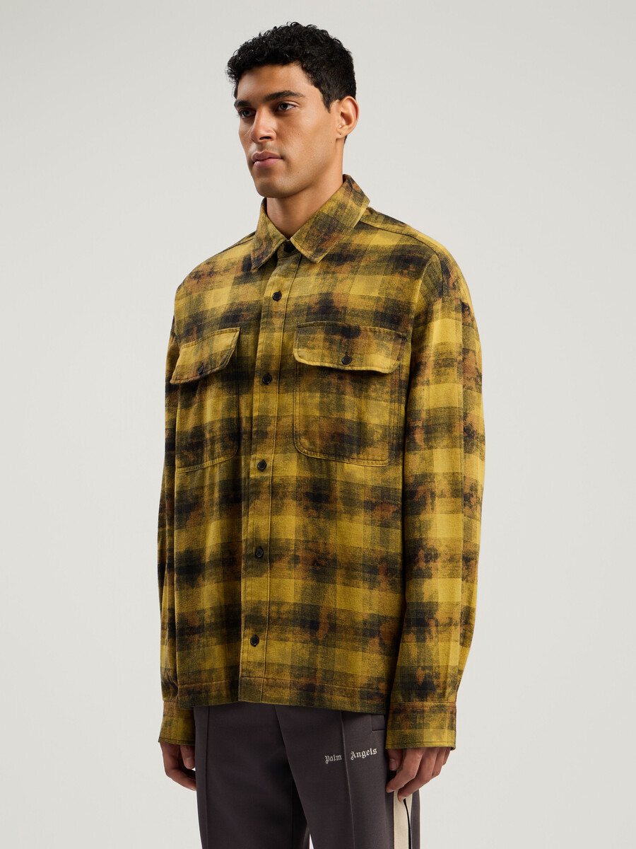 chemise à carreaux à logo incurvé