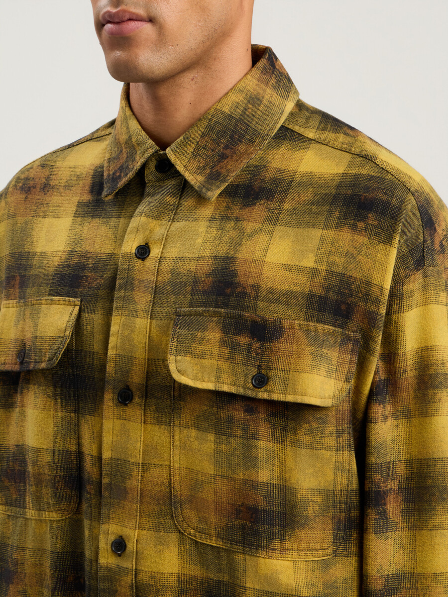 chemise à carreaux à logo incurvé