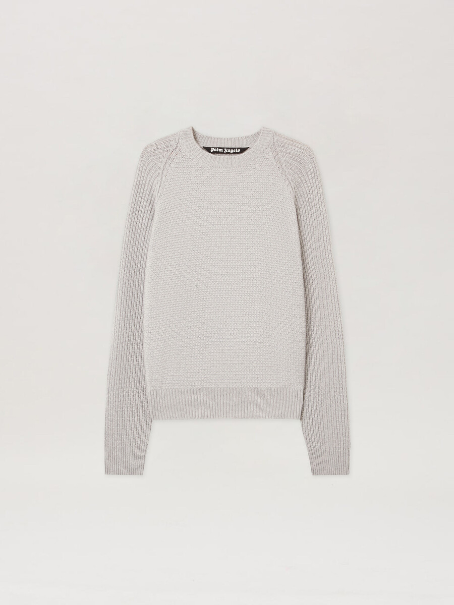 pull côtelé à logo incurvé