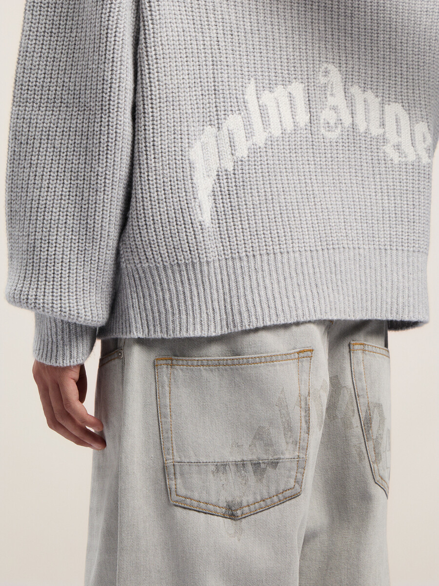 sweat à capuche côtelé avec logo incurvé