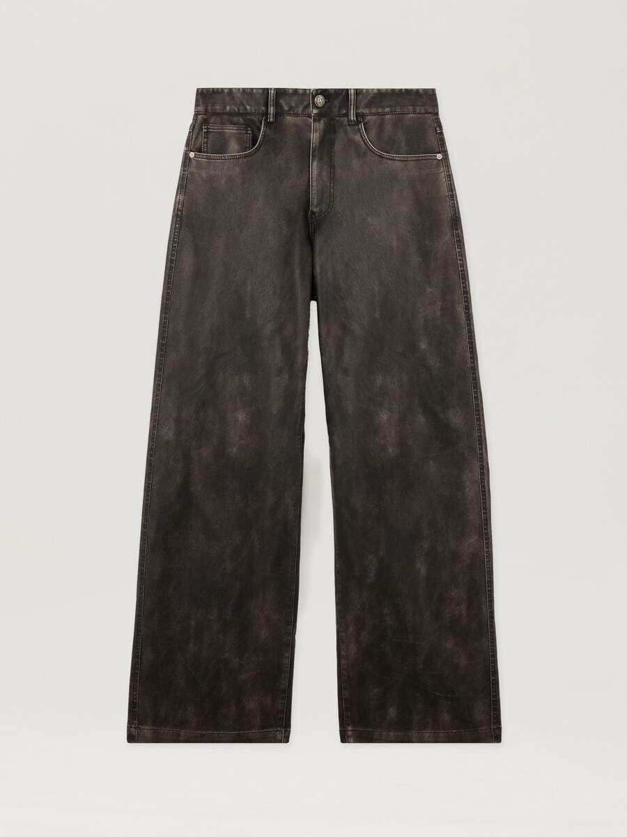 pantalon enduit à logo incurvé