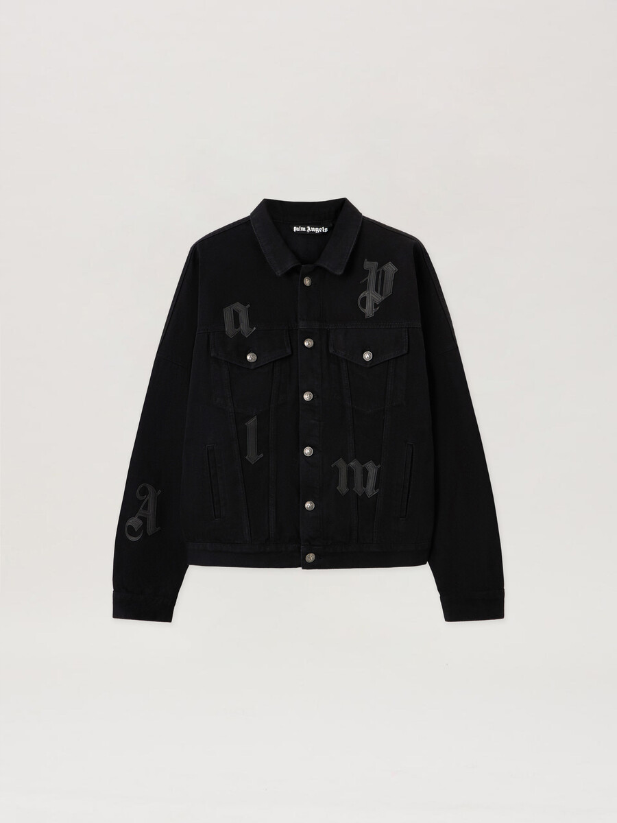veste en jean à logo gothique