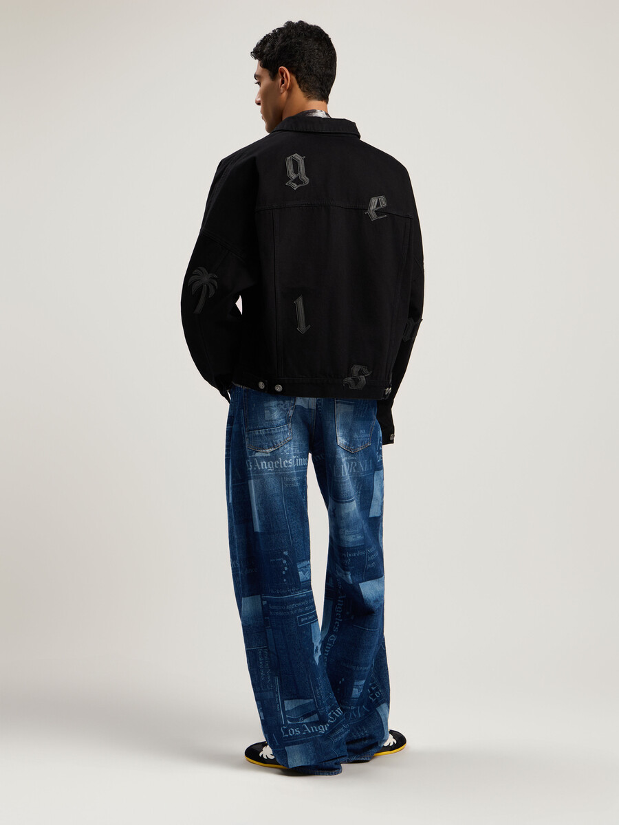 veste en jean à logo gothique