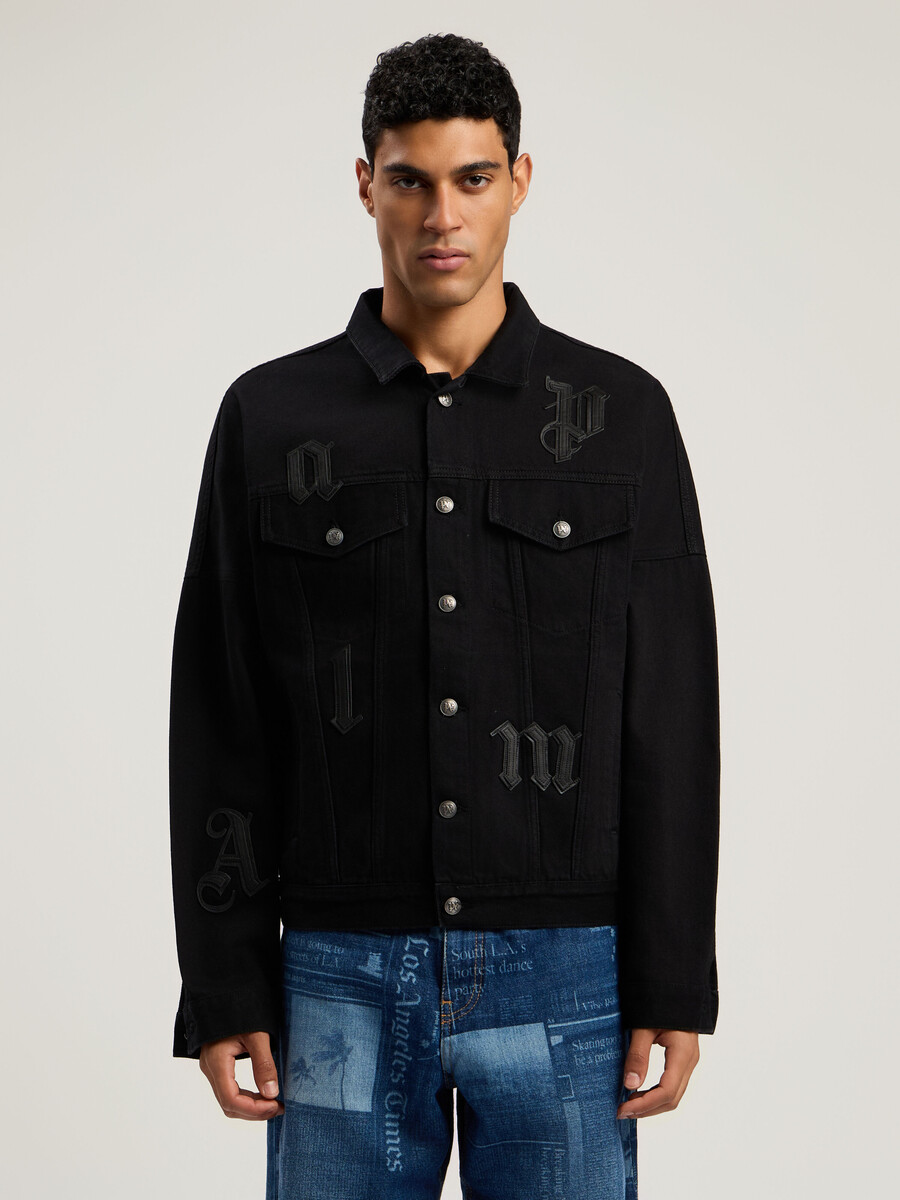 veste en jean à logo gothique
