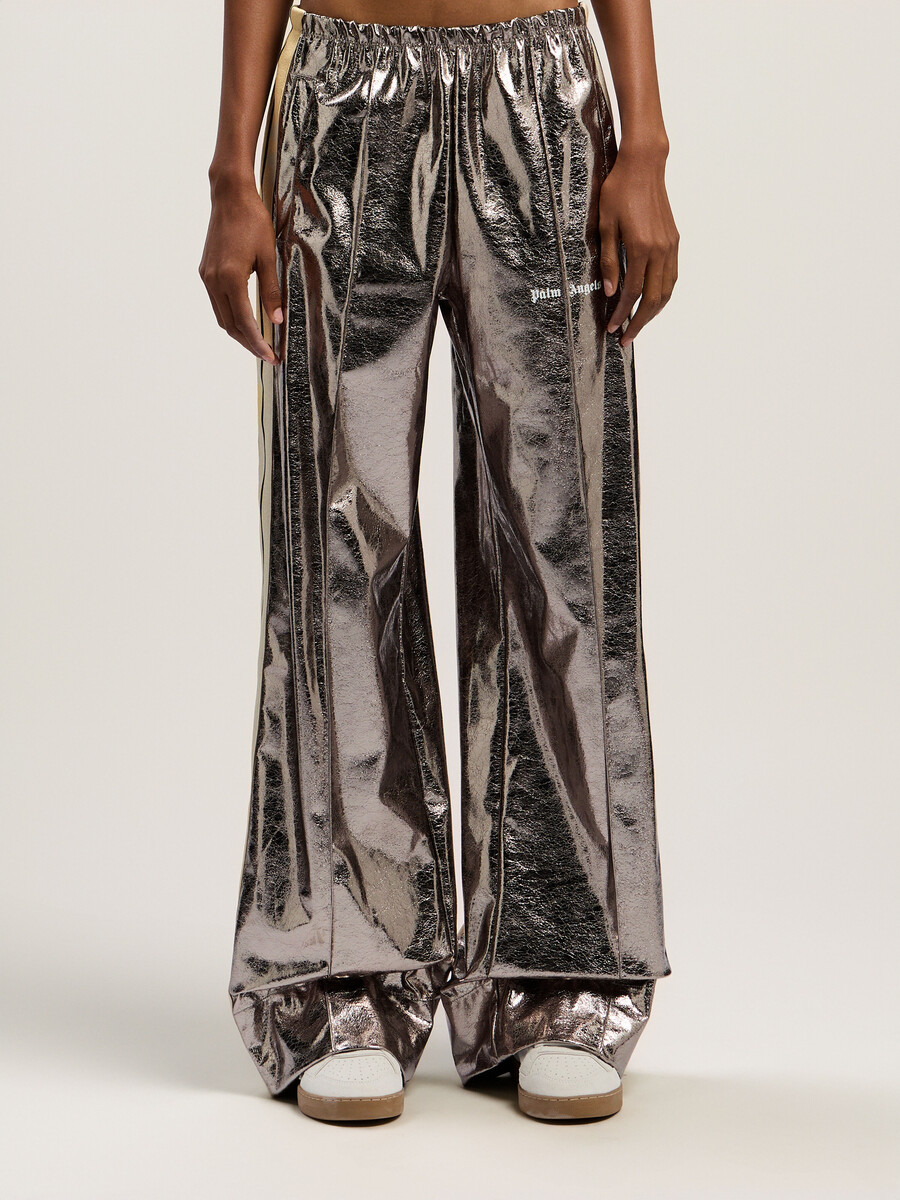 pantalon de survêtement laminé à jambes larges