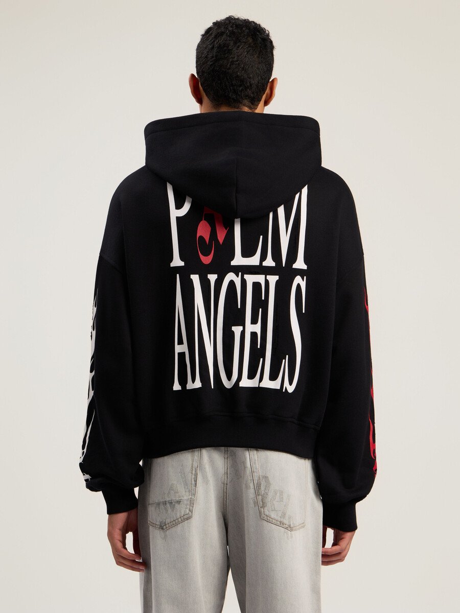 sweat à capuche zippé flames flag