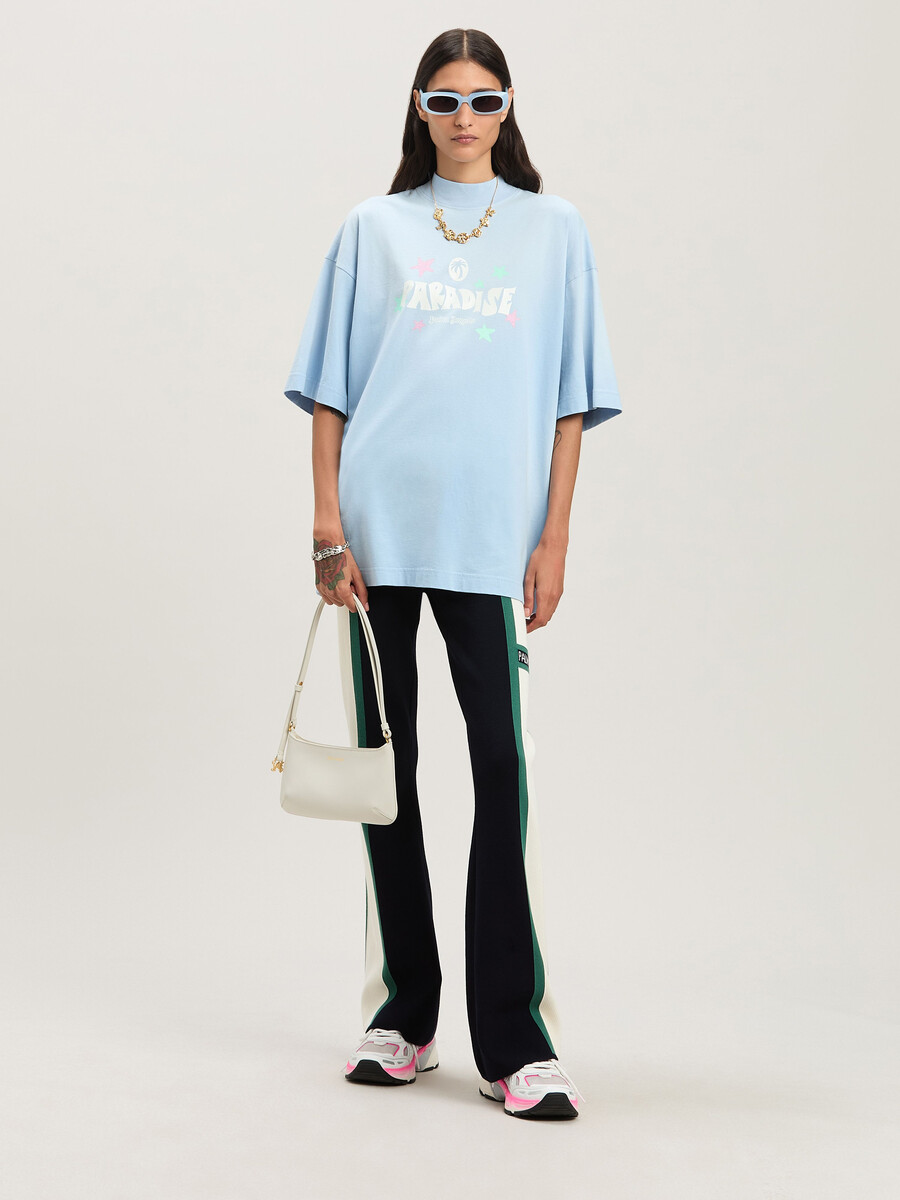 t-shirt ample paradise palm bleu clair - off