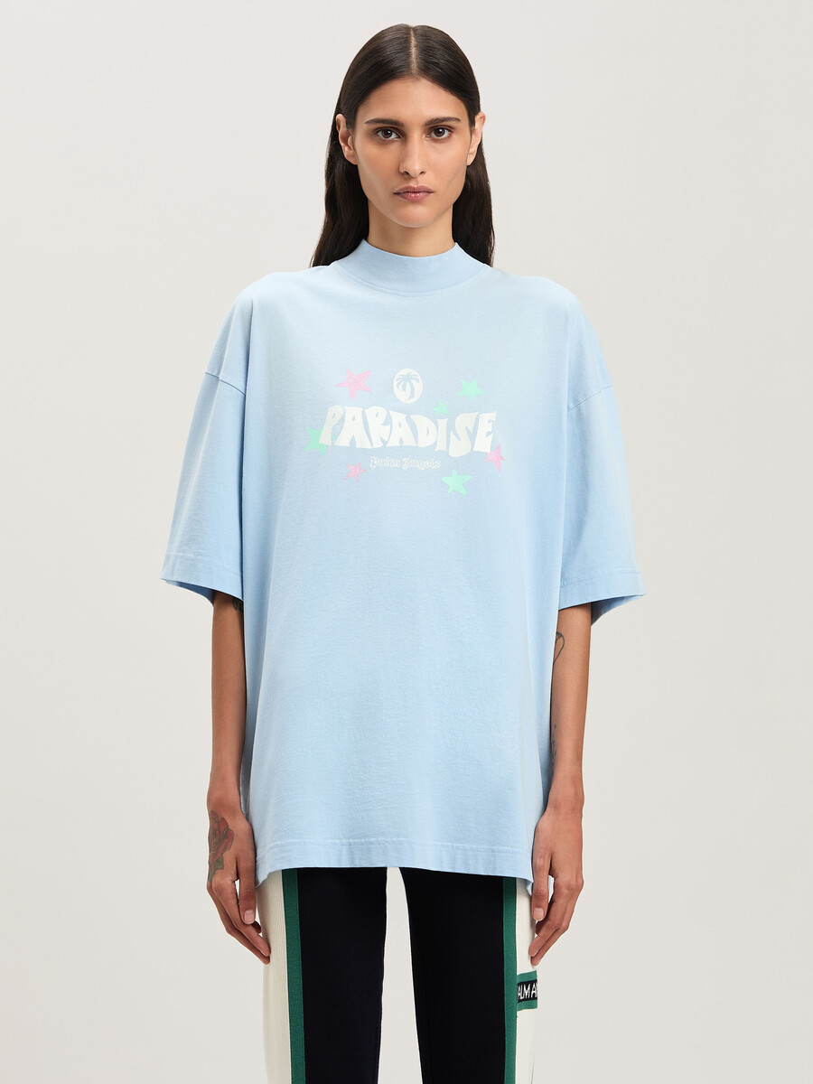t-shirt ample paradise palm bleu clair - off