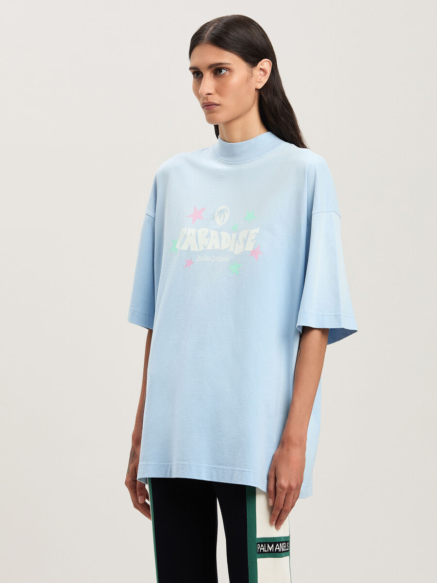 t-shirt ample paradise palm bleu clair - off