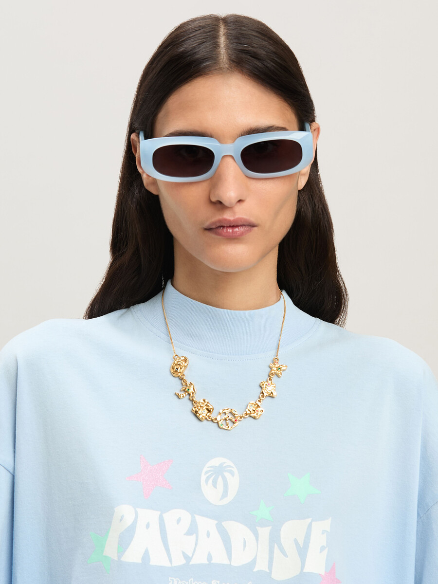 t-shirt ample paradise palm bleu clair - off