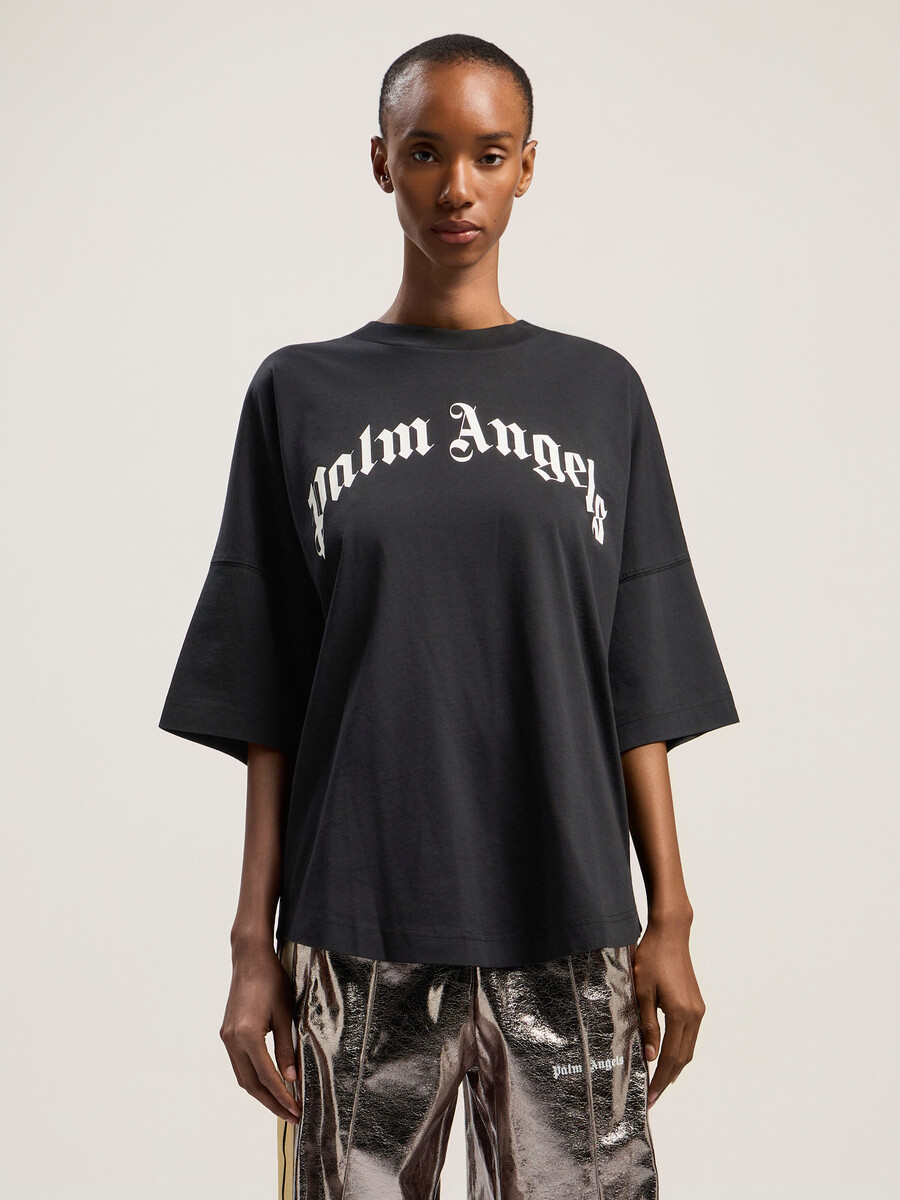 t-shirt à logo incurvé