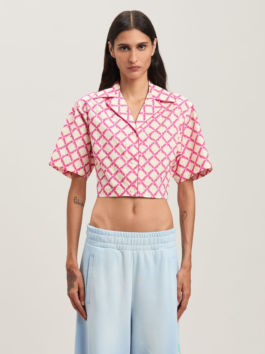 t-shirt À logo croisÉ net ivoire - fuch