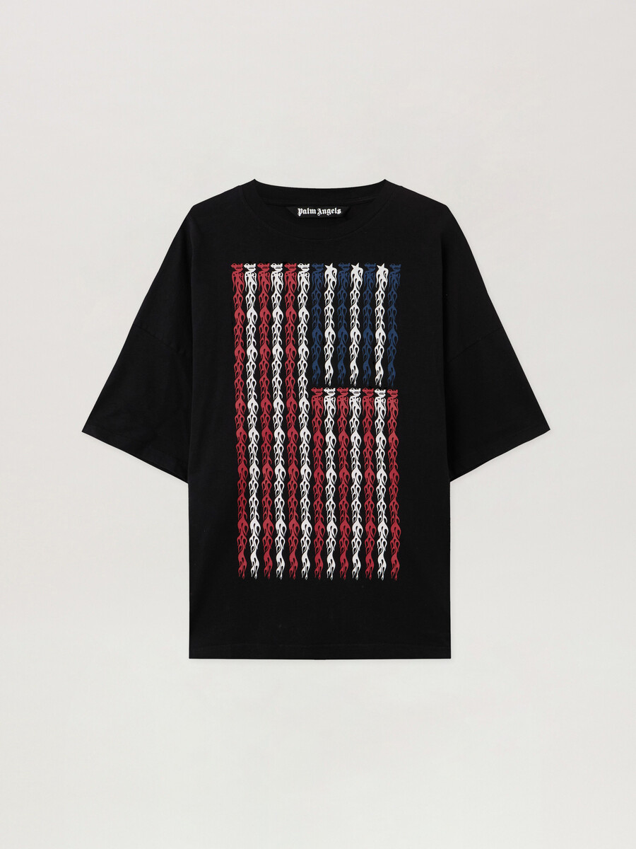 t-shirt ample à motif drapeau des flammes
