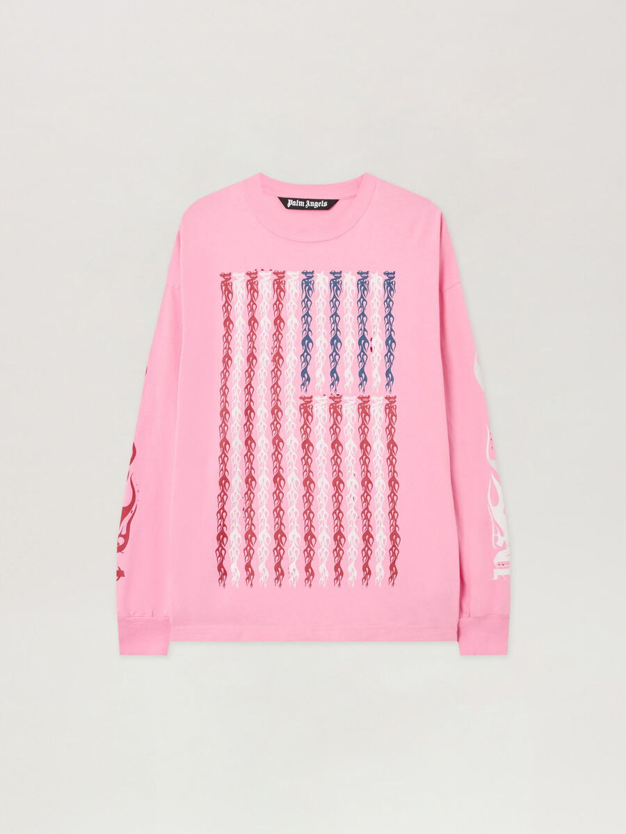 t-shirt à manches longues avec drapeau des flammes