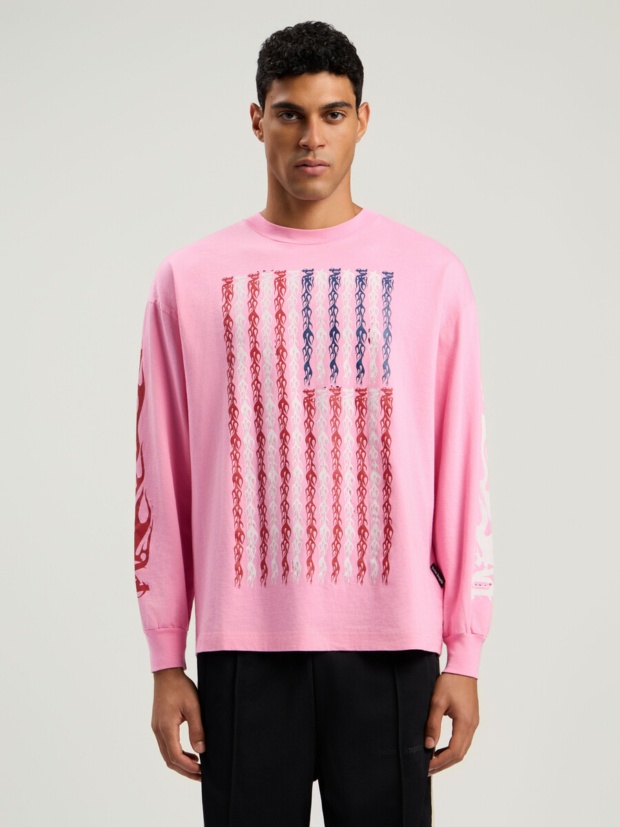 t-shirt à manches longues avec drapeau des flammes
