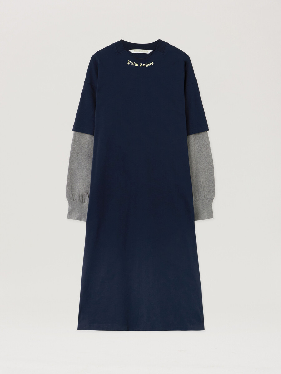 robe à logo incurvé et à volants superposés