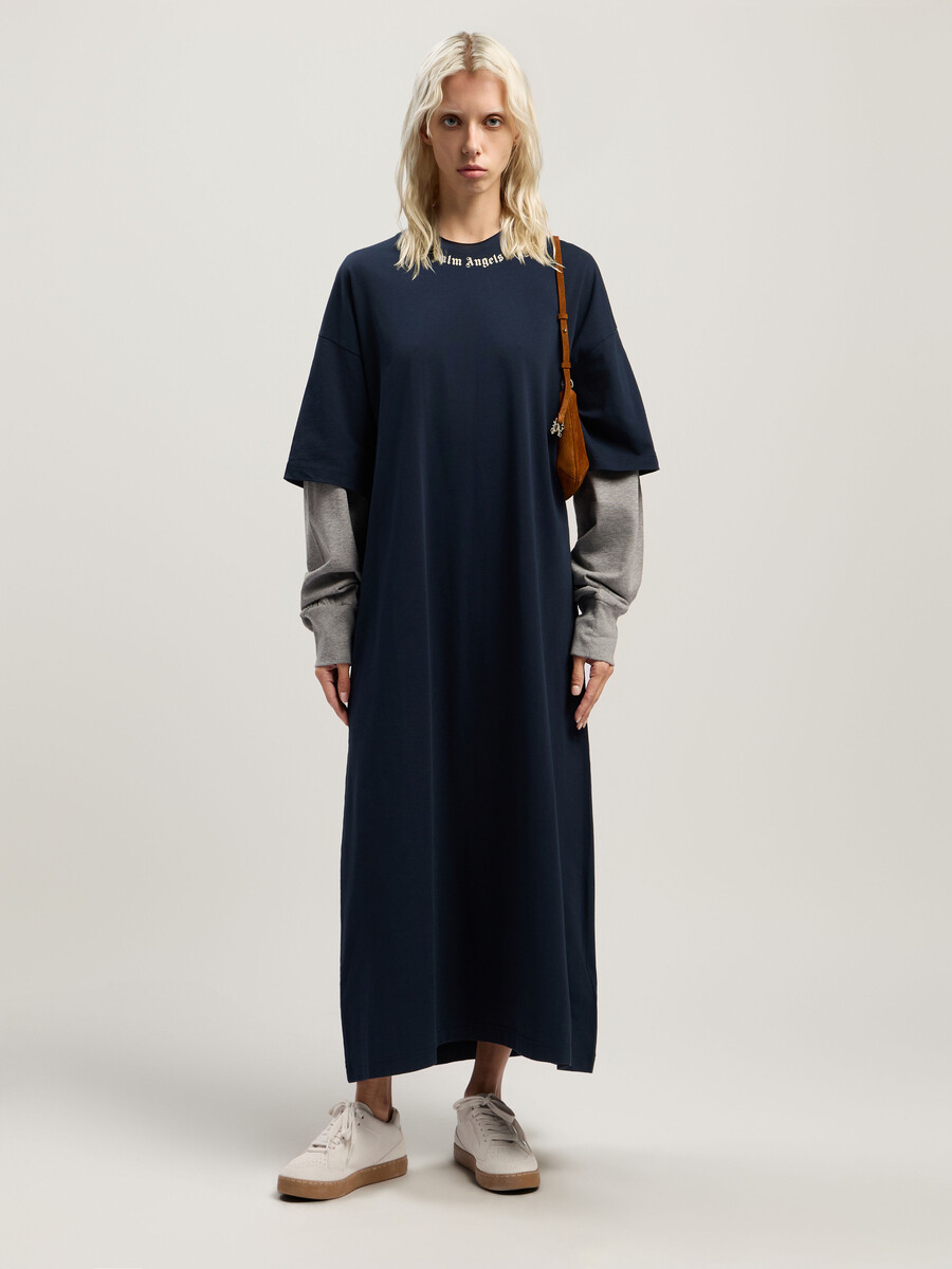 robe à logo incurvé et à volants superposés