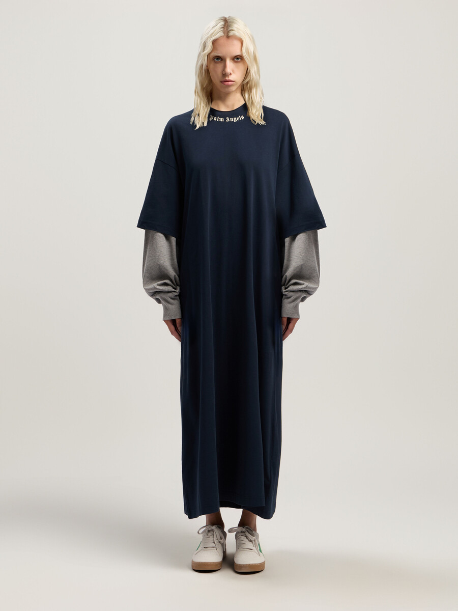 robe à logo incurvé et à volants superposés