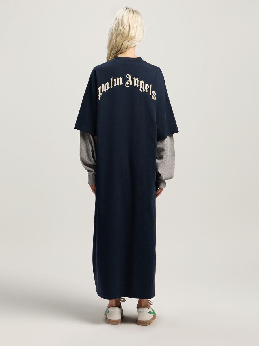 robe à logo incurvé et à volants superposés