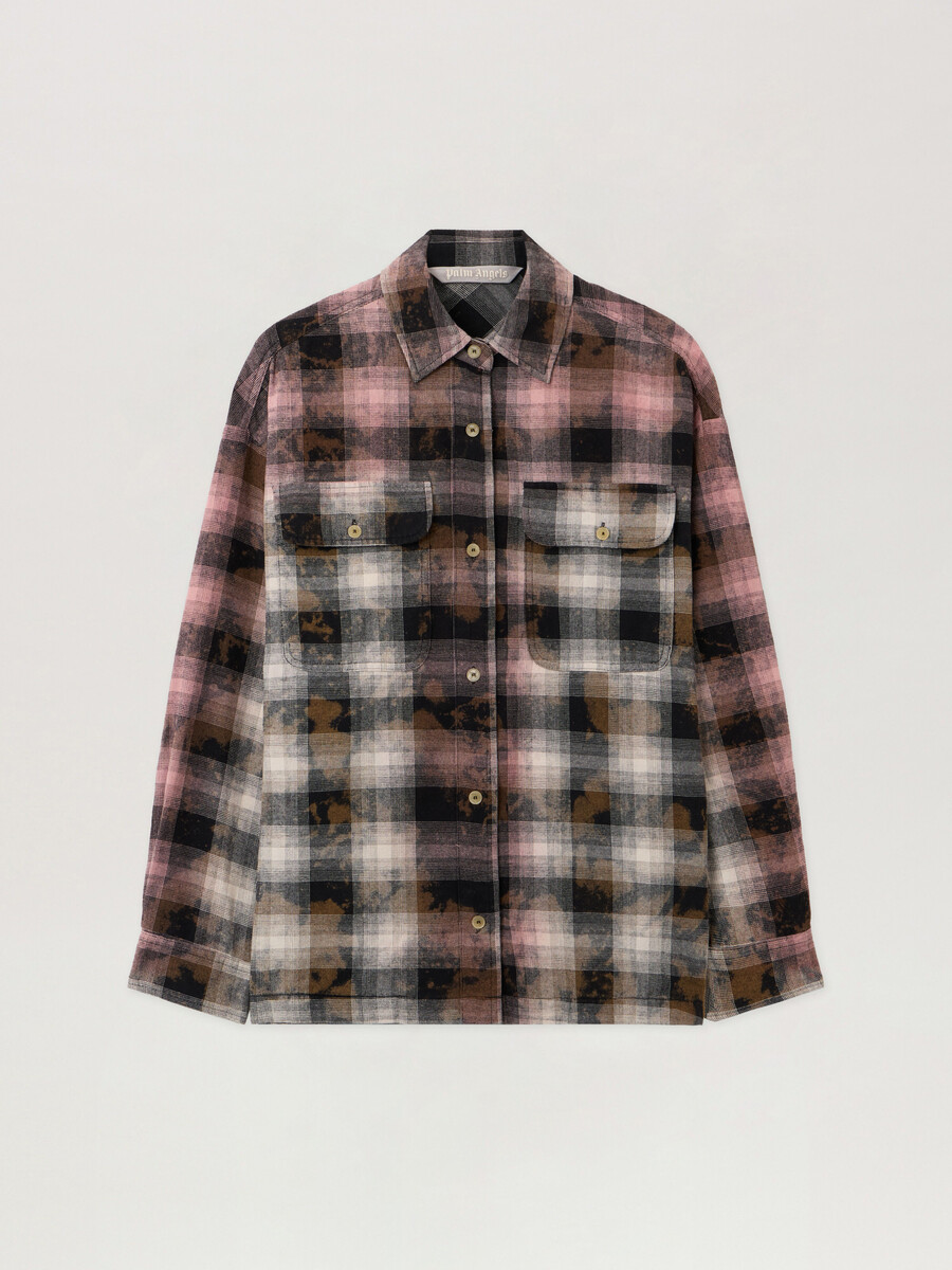 chemise à carreaux enduite avec logo incurvé
