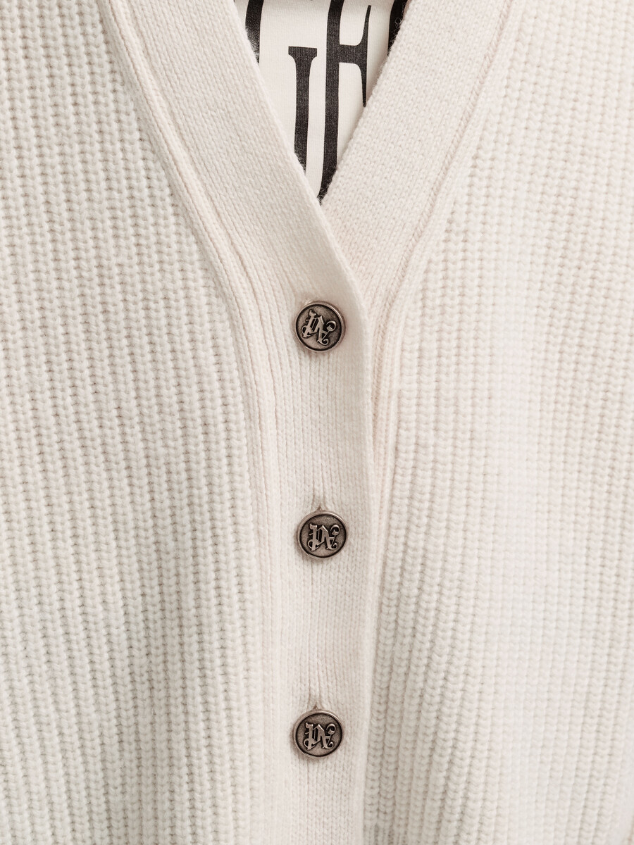 gilet côtelé à logo incurvé