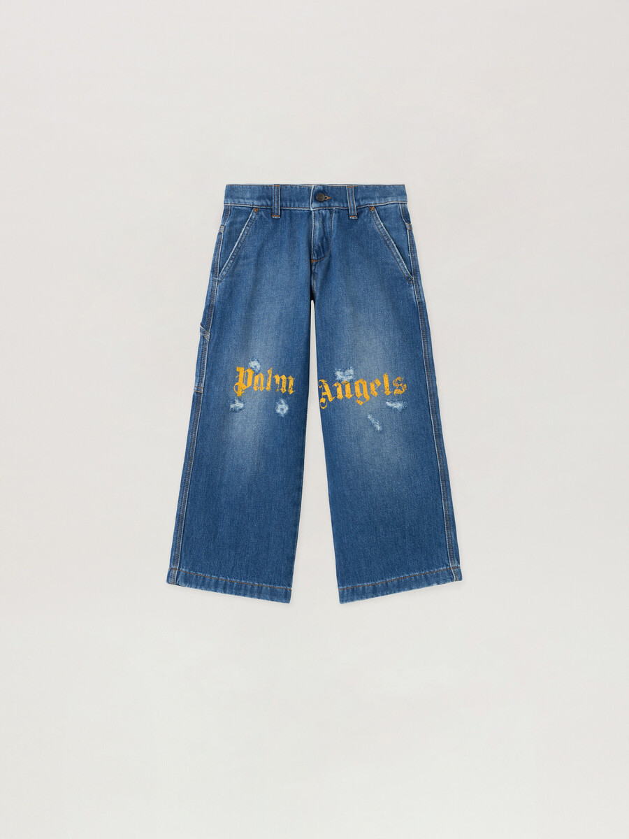 pantalon en denim brossé avec logo