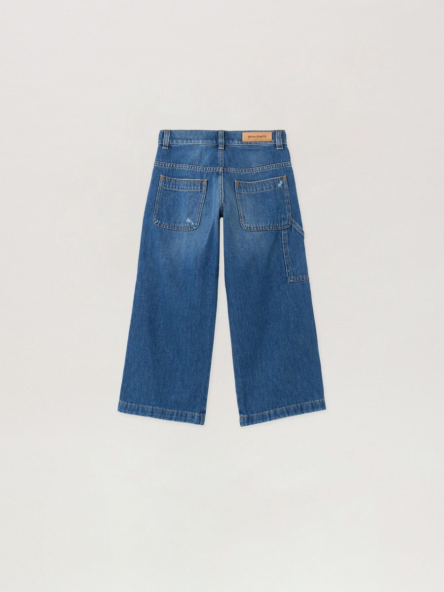 pantalon en denim brossé avec logo